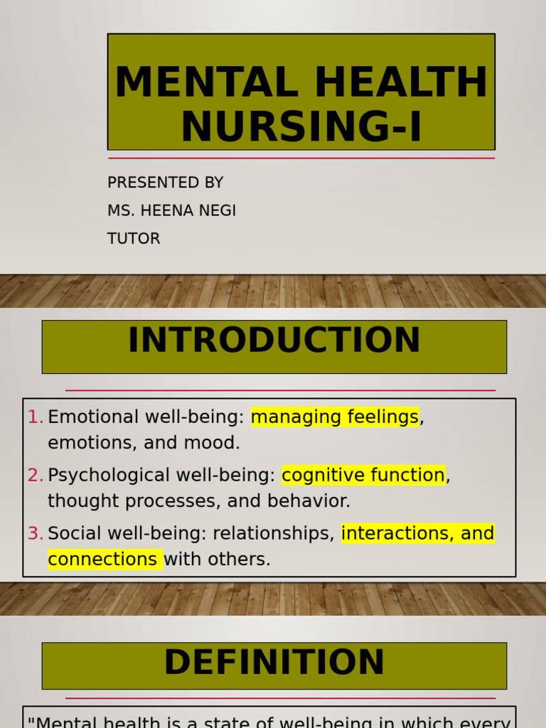 Overview of Mental Health Nursing | PDF | Mental Disorder | Mental Health