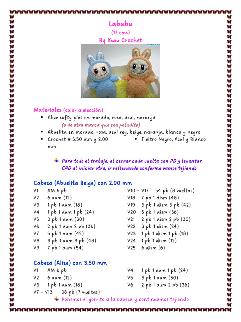 Patrón Labubu Amigurumi Paso a Paso | PDF