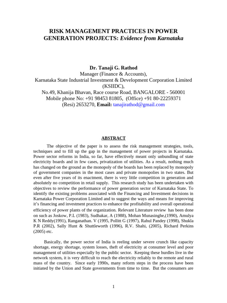 Risk Management Practices in Power Gener | PDF | Fossil Fuel Power ...