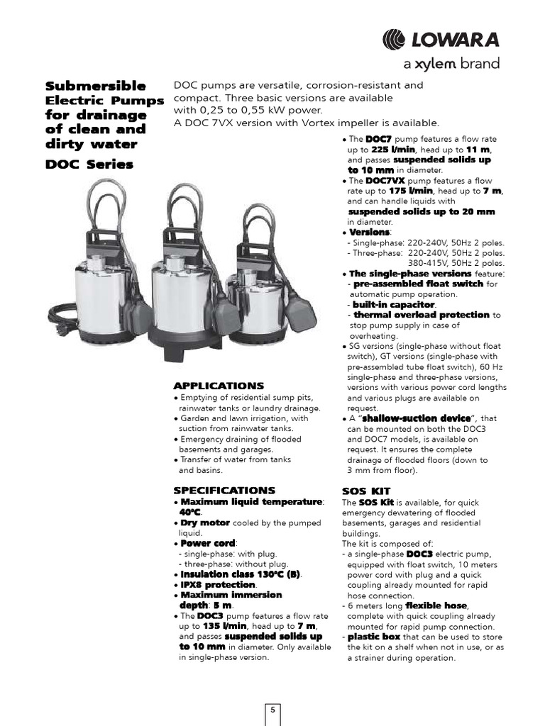 Lowara DOC pumps | PDF | Pump | Flow Measurement