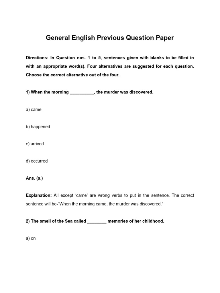 General English Question Paper Analysis | PDF | Crimes | Crime & Violence