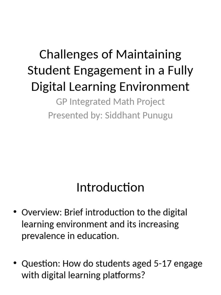 Student Engagement in Digital Learning | PDF