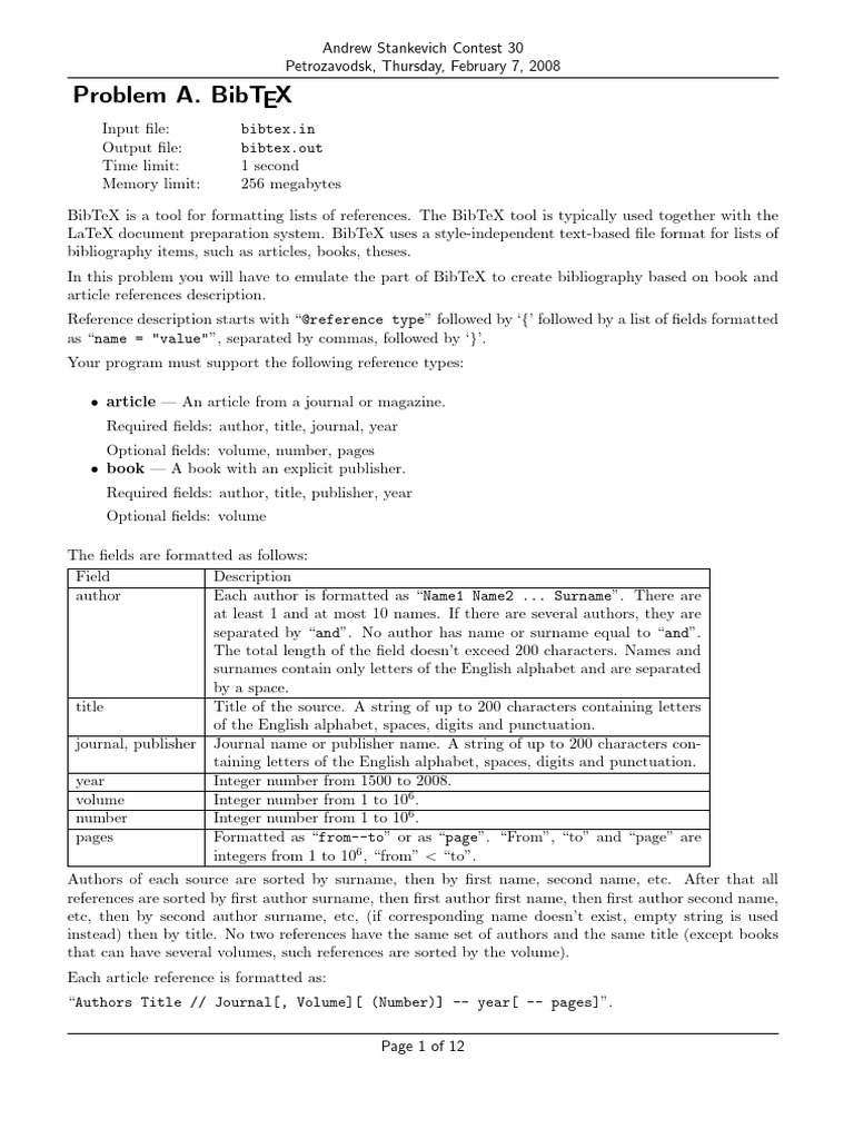BibTeX Reference Formatting Challenge | PDF | Computing | Computer ...