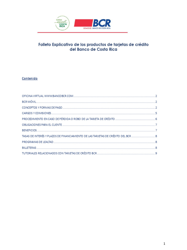 Guía de Tarjetas de Crédito BCR | PDF | Tarjeta de crédito | Tarjeta de ...