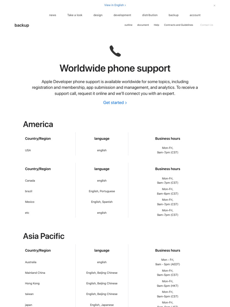 Worldwide phone support support apple developer pdf swift