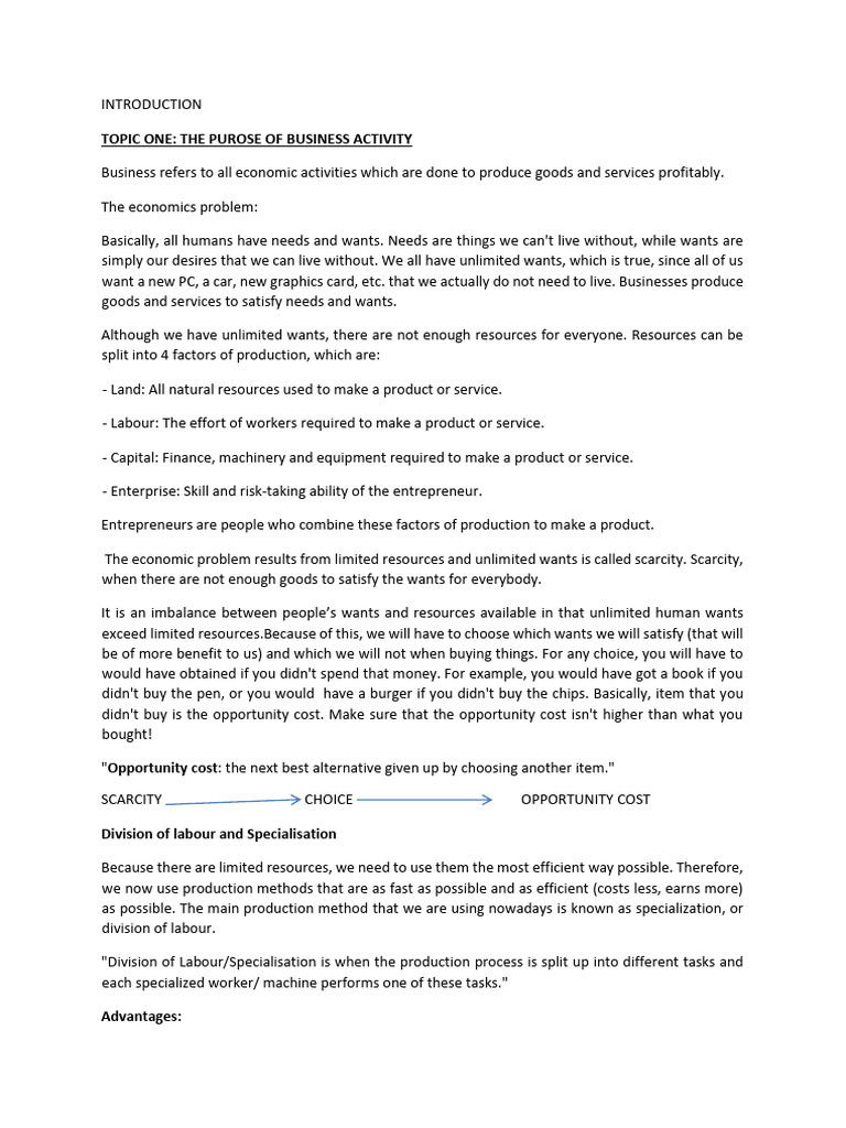 Cambridge Notes 3c | PDF | Franchising | Opportunity Cost