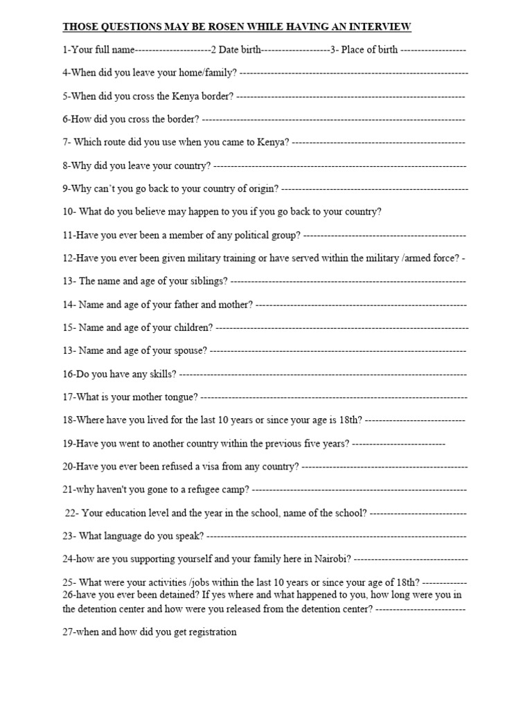 Unhcr Interview Amharic and English | PDF