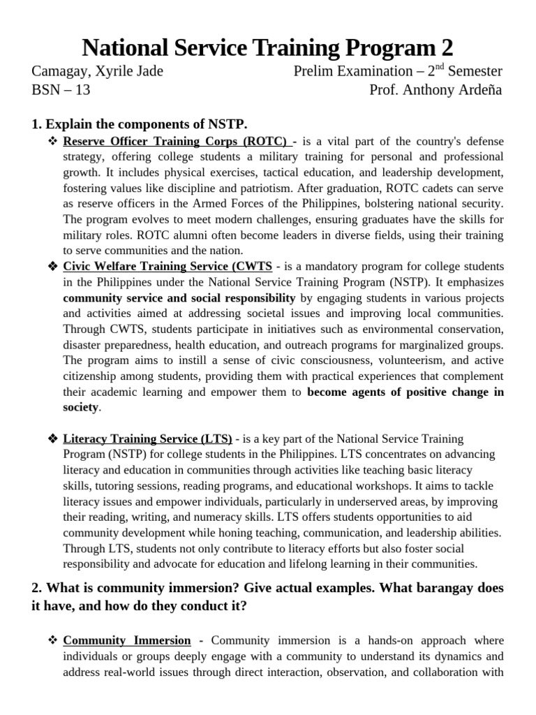National Service Training Program 2 | PDF | Empowerment | Community