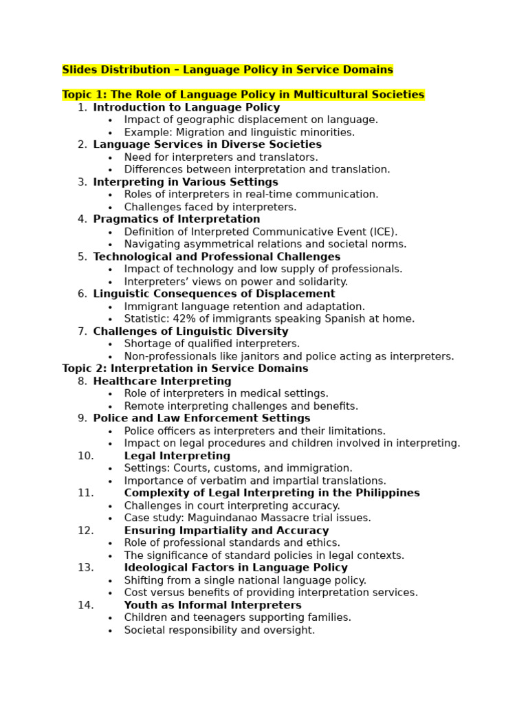 Slides Distribution - Language Policy in Service Domains | PDF ...