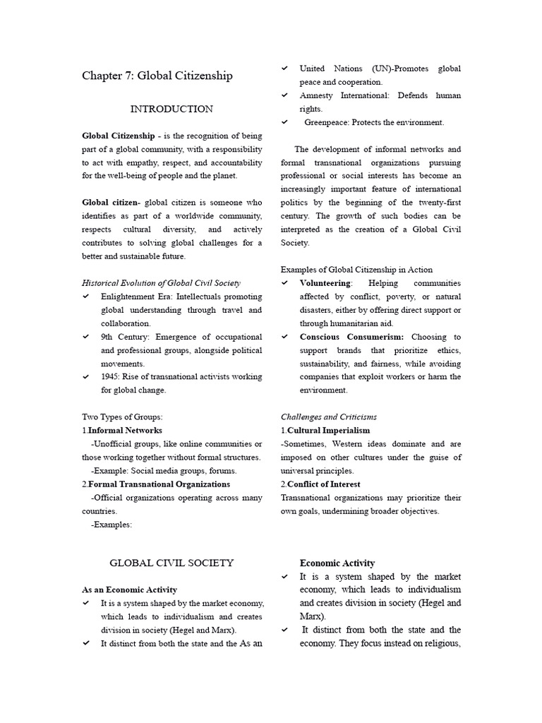 Understanding Global Citizenship Concepts | PDF | Amnesty International ...