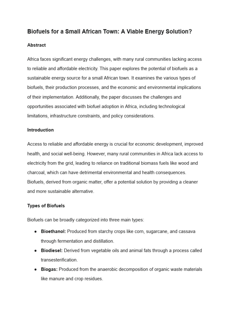 Biofuels as Sustainable Energy in Africa | PDF | Biofuel | Biodiesel