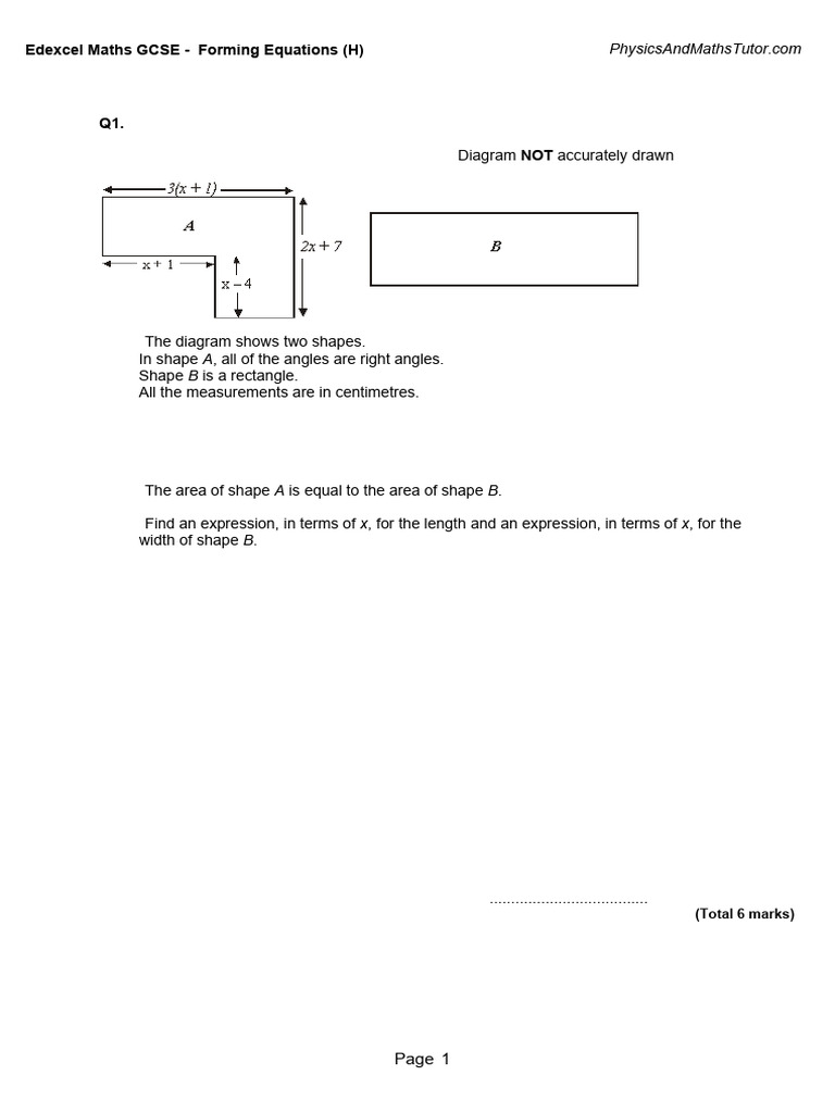 Forming Equations (H) | PDF | Area | Algebra