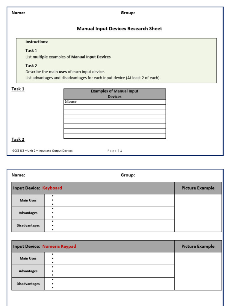 Manual Input Devices Overview Guide | PDF | Cyberspace | Computer Hardware