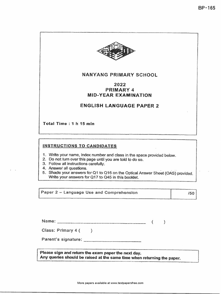 P4 English 2022 SA1 Nanyang | PDF