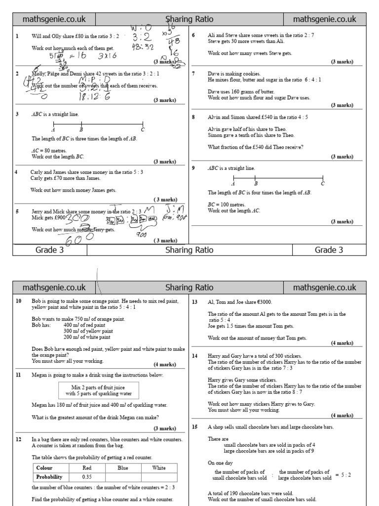 3 Sharing Ratio Wait | PDF | Cakes | Foods