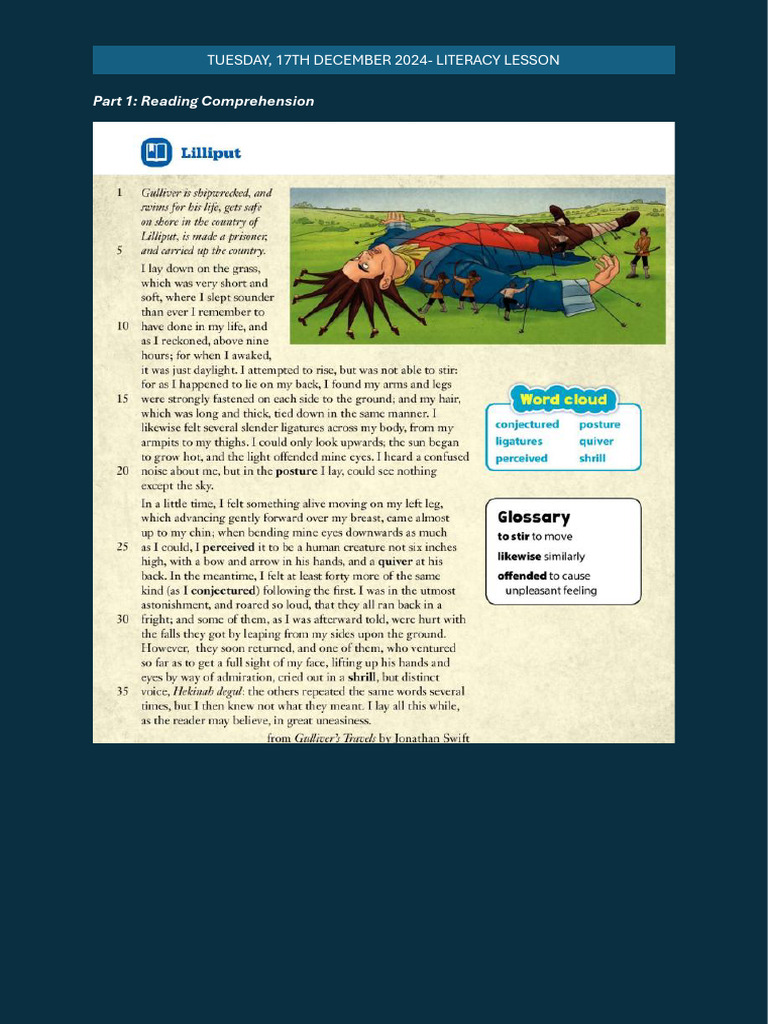 Literacy Lesson - 17th Dec 2024 | PDF