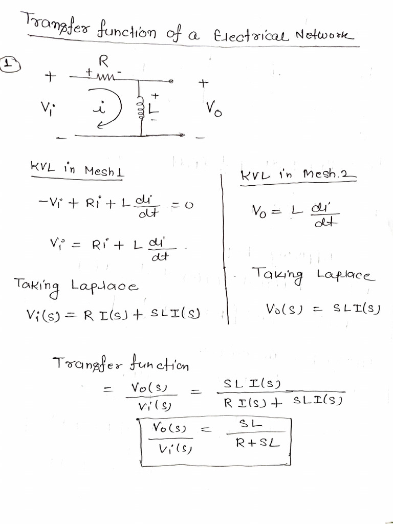 T.F of Electrical Network | PDF