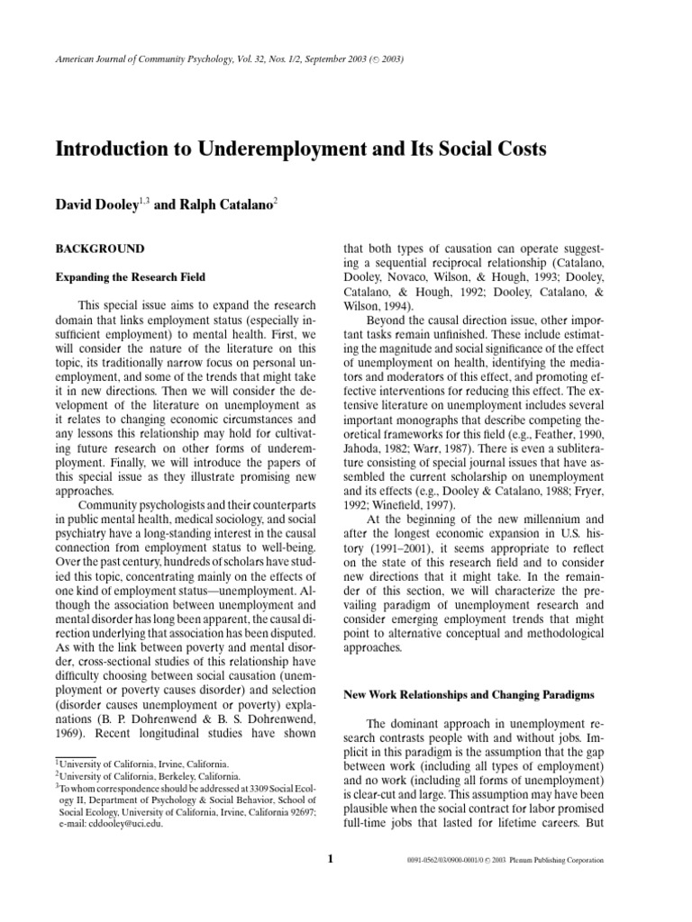 Underemployment and Mental Health Impact | PDF | Errors And Residuals ...