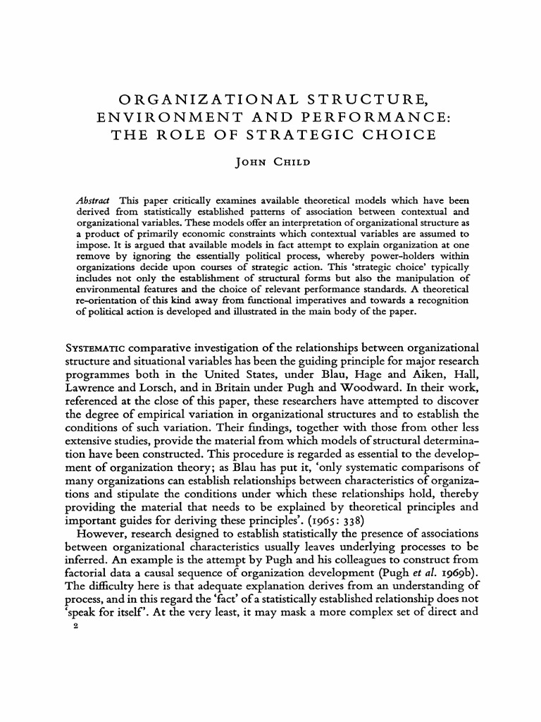 Organizational Structure Environment and Performan | PDF