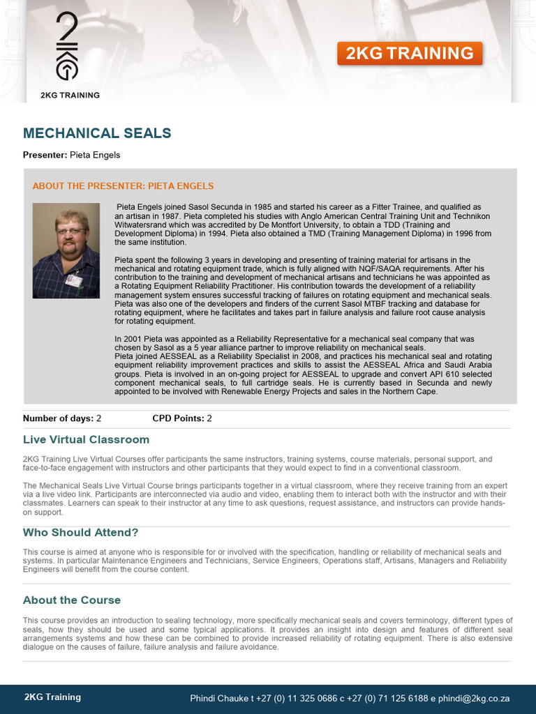 Mechanical Seals Training Course Online | PDF | Reliability Engineering ...