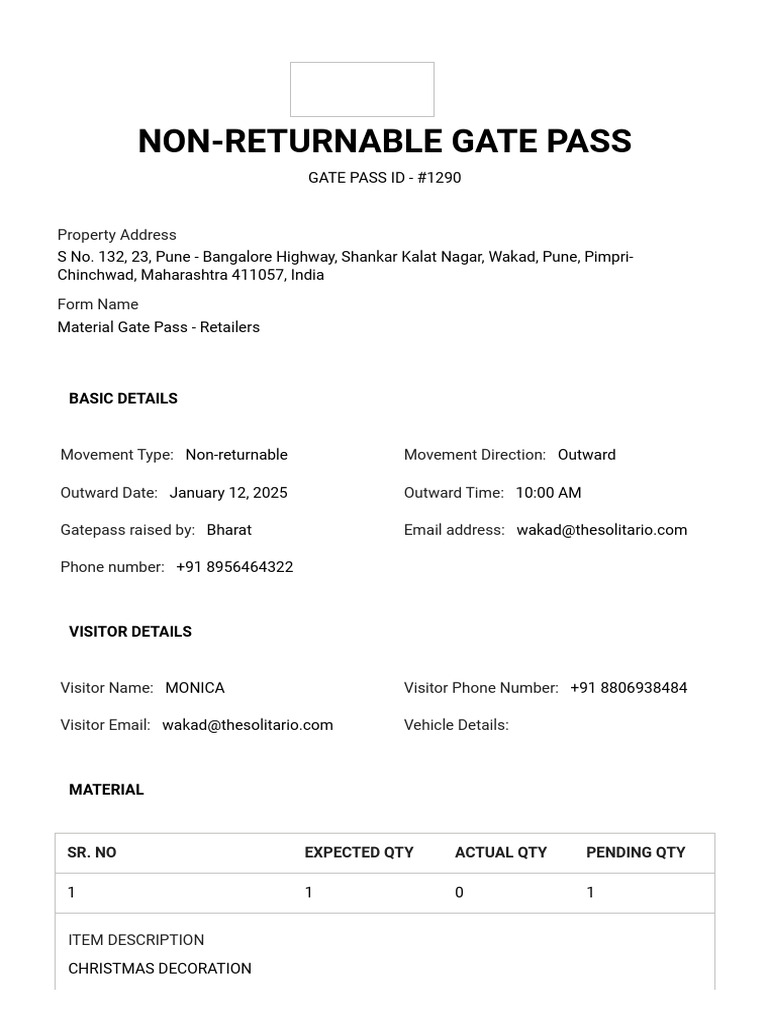 Gate Pass | PDF