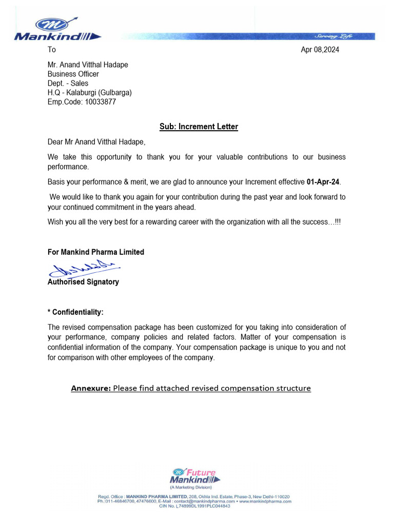 Increment Letter - Apr'24 - FY 2023 - 2024. | PDF | Business | Economies