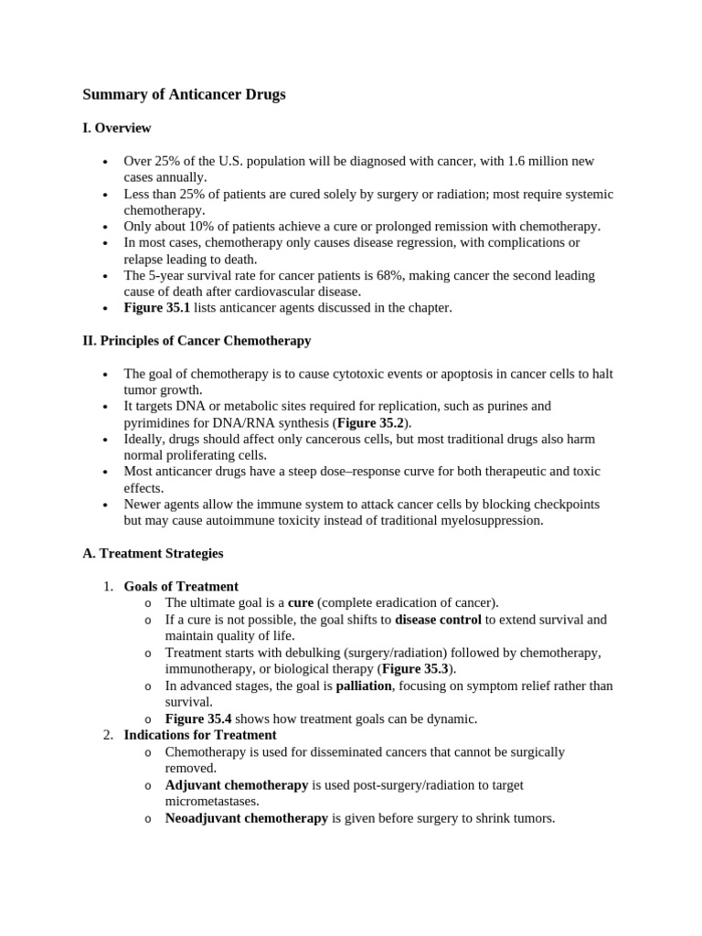 Summary of Anticancer Drugs | PDF | Chemotherapy | Cancer