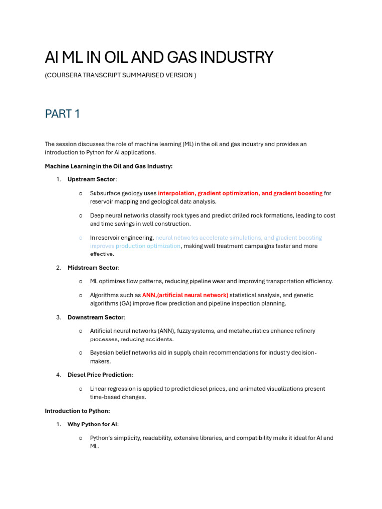 Machine Learning Applications in Oil & Gas | PDF | Petroleum Reservoir ...