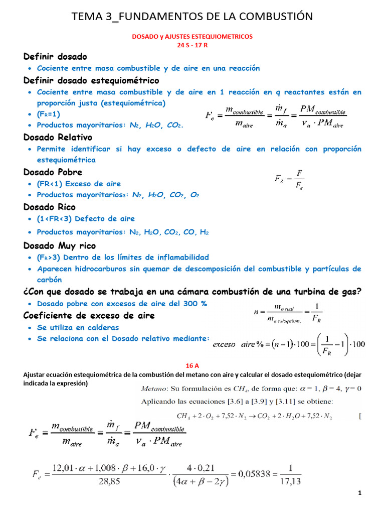 Fundamentos de Combustión y Dosado | PDF | Combustión | Estequiometría