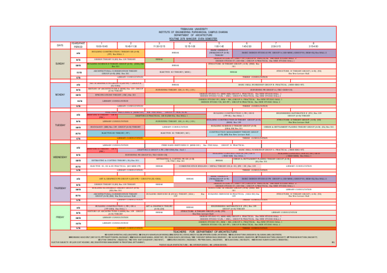 Architecture Course Routine 2078 | PDF