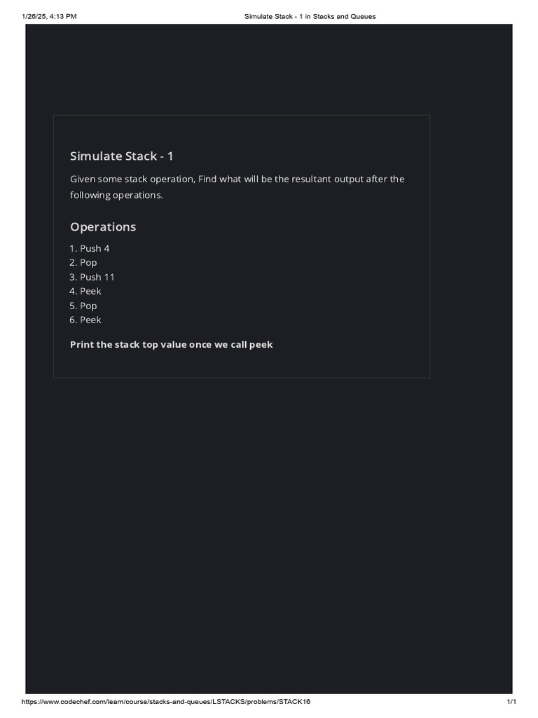 Simulate Stack - 1 in Stacks and Queues | PDF