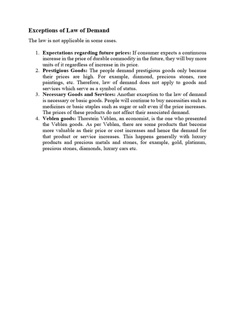 Exceptions of Law of Demand | PDF