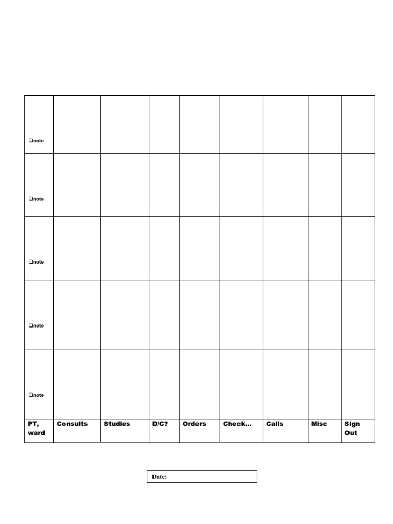3638 Scut Sheet Patient Medical Record