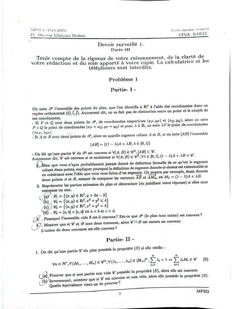 DS 1 Math Mpsi 3 | PDF