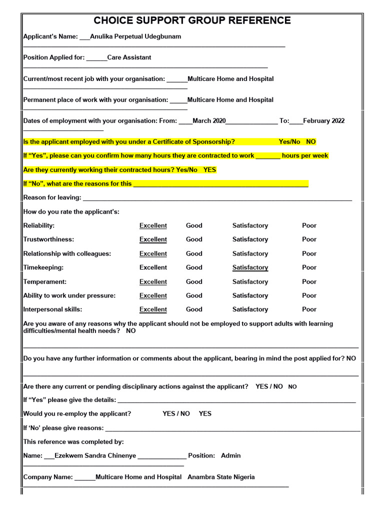 3 - Reference Request Form - Choice Support | PDF | Behavioural ...