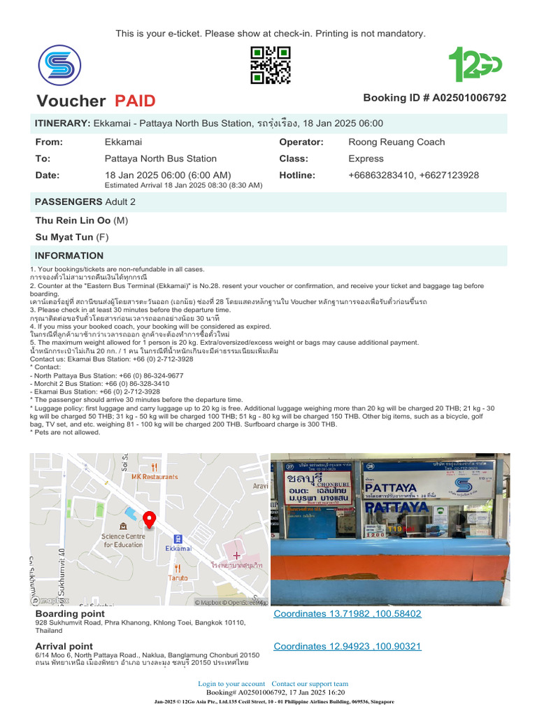 12go Booking 17358316 | PDF