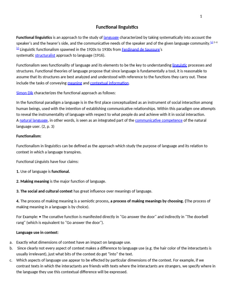 Understanding Functional Linguistics | PDF | Semantics | Communication