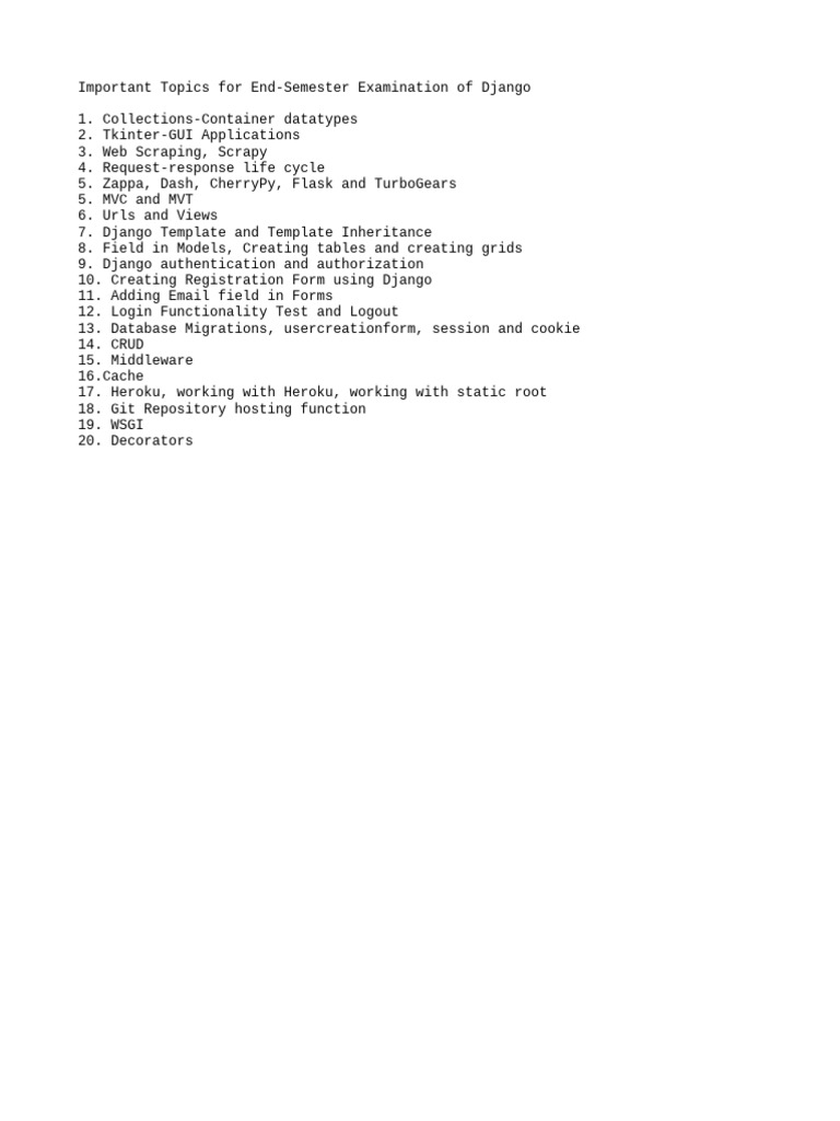 Important topics for end semester e pdf
