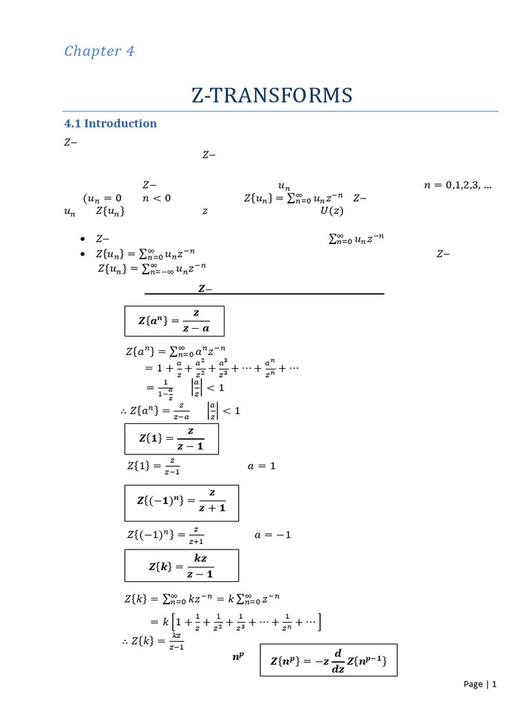ztransforms-1-1 | PDF | Laplace Transform | Functional Analysis