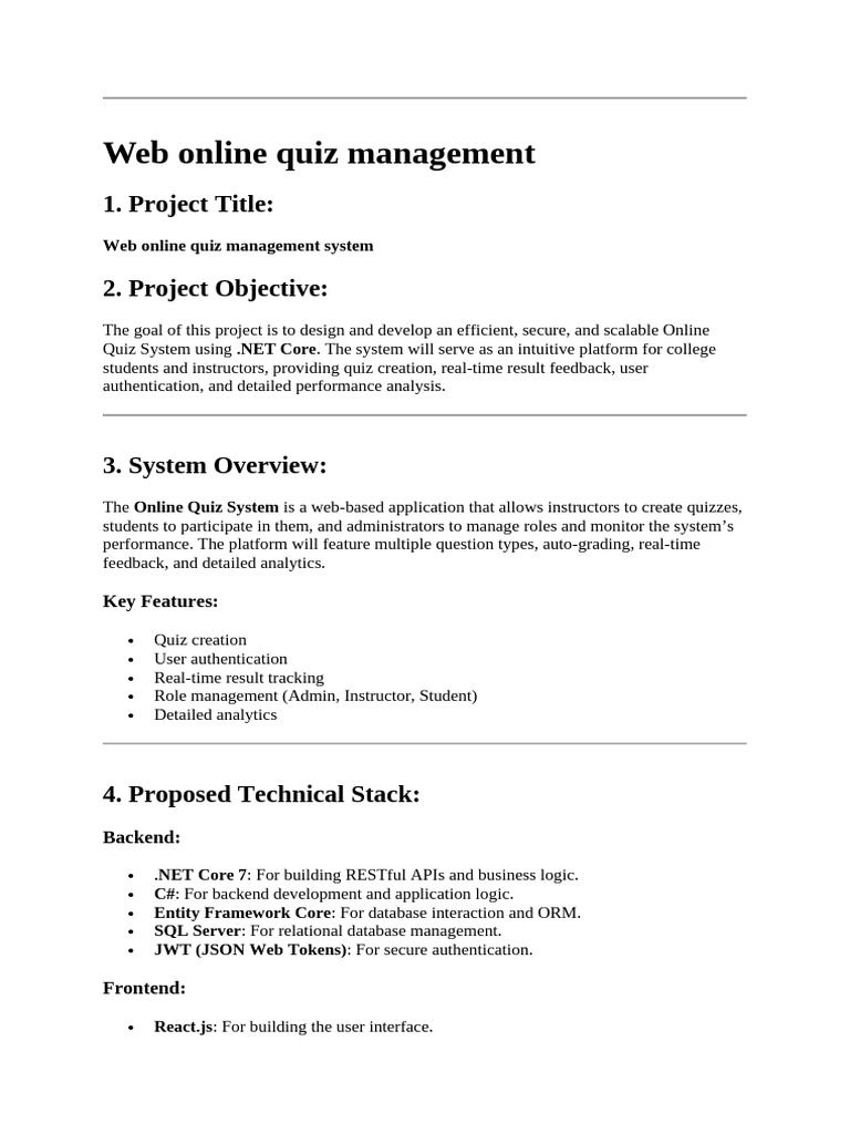Online Quiz Management System Overview | PDF | Password | Databases