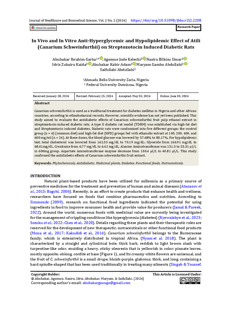 In Vivo and in Vitro Anti Hyperglycemic and Hypolipidemic Effect | PDF ...