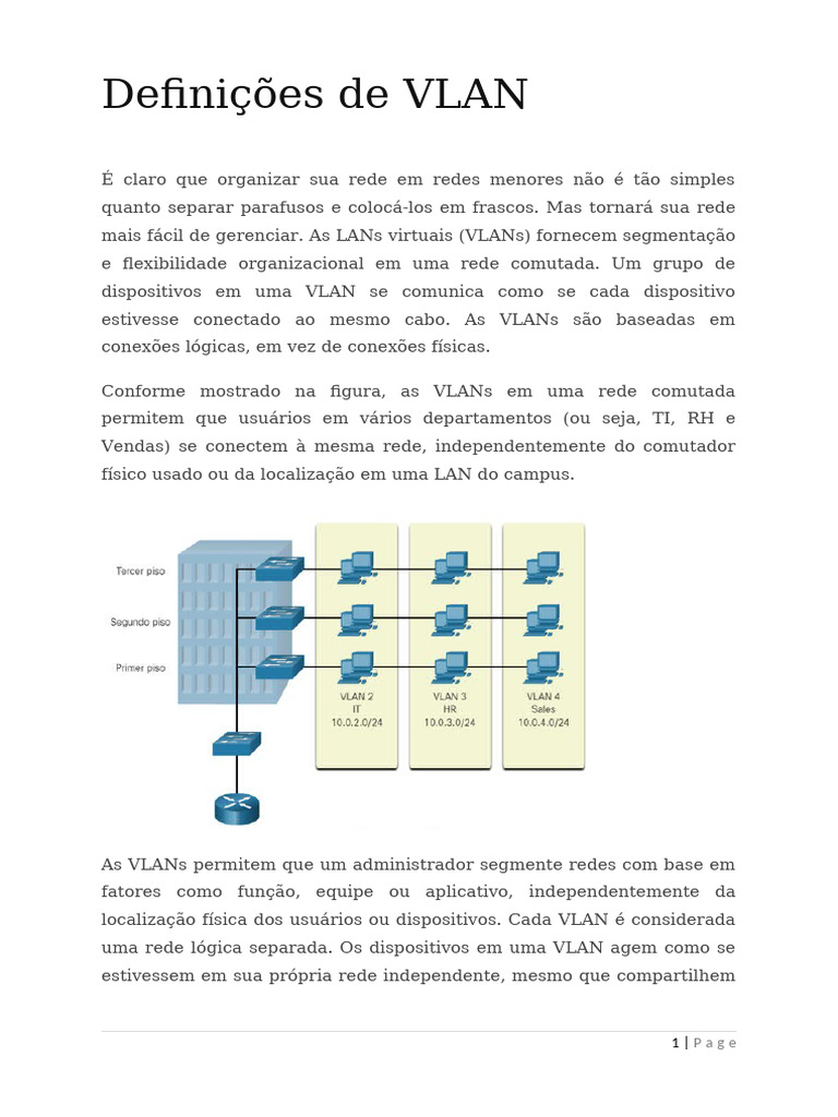 Definições e Benefícios de VLANs | PDF | Rede de computadores ...