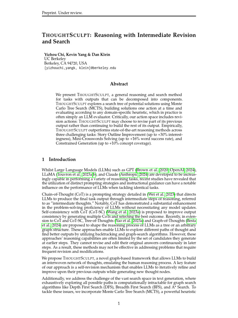 THOUGHTSCULPT: Enhanced LLM Reasoning | PDF | Algorithms | Algorithms ...