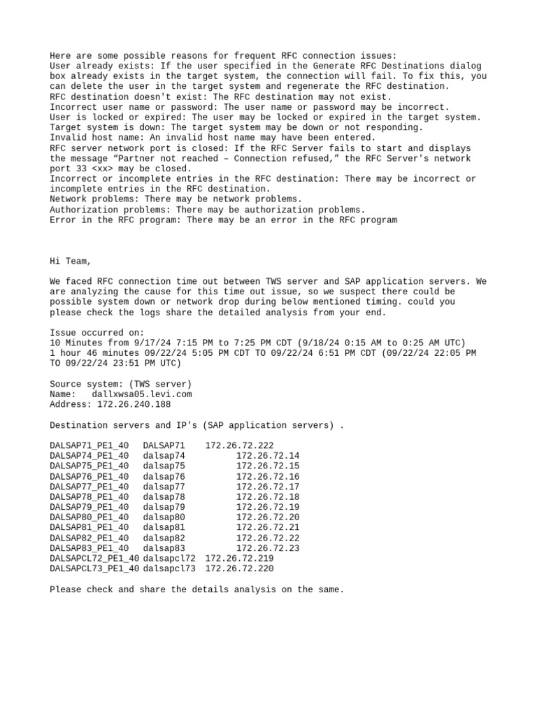 Troubleshooting RFC Connection Issues | PDF | Network Protocols | Computing