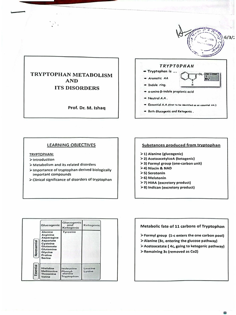 Tryptophan Metabolism and It's Disorder | PDF