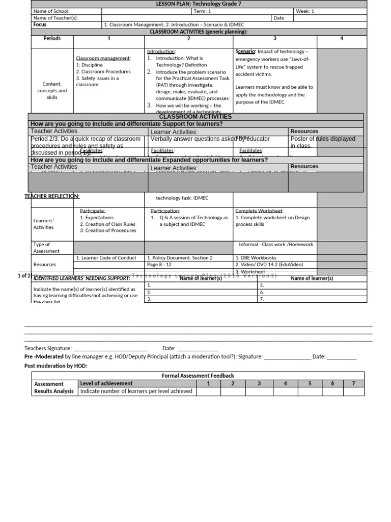 Grade 7 Technology Lesson Plan | PDF | Teachers | Lesson Plan