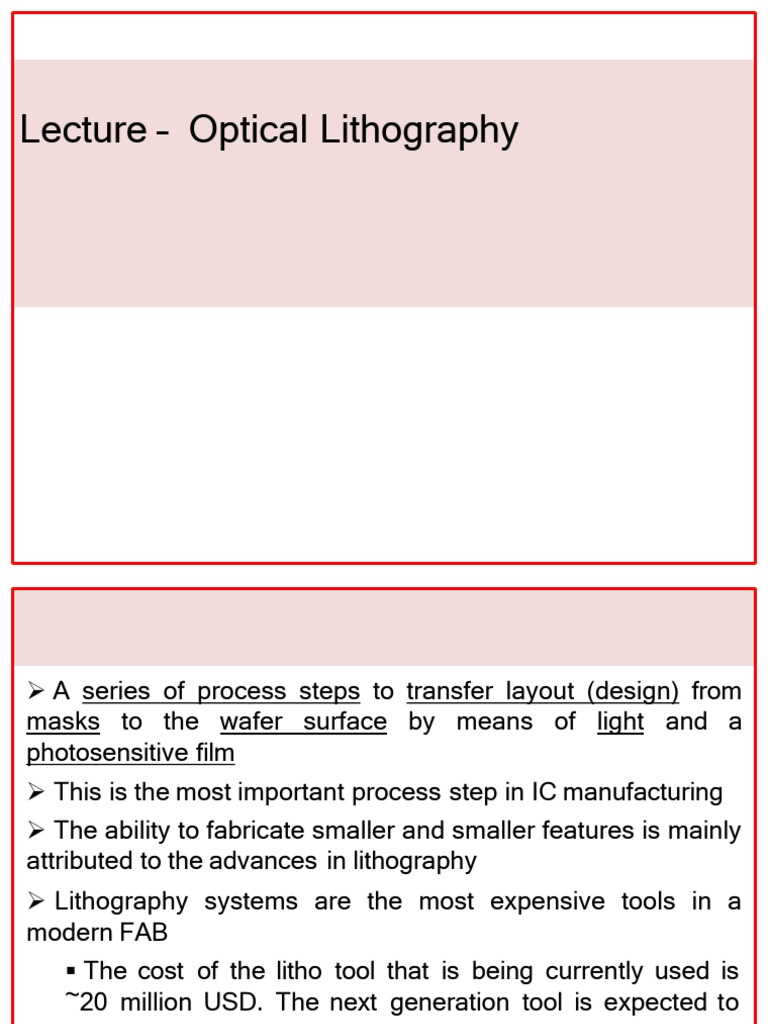 Optical Lithography in IC Manufacturing | PDF | Photolithography ...