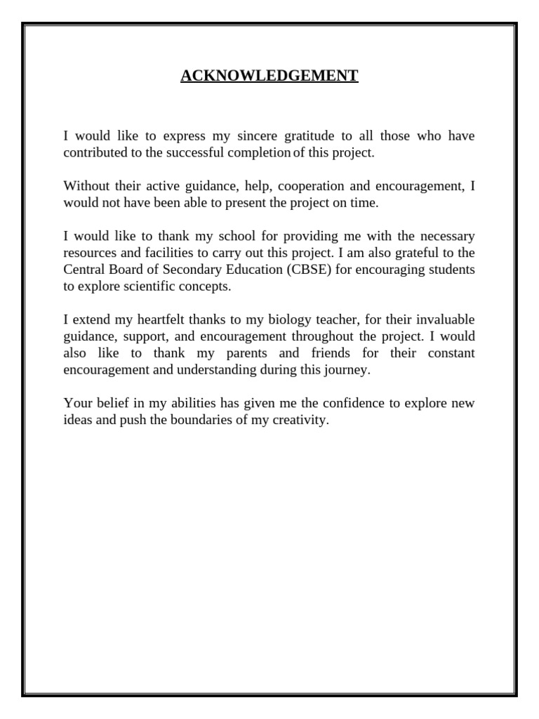 Creative Acknowledgements for Project | PDF