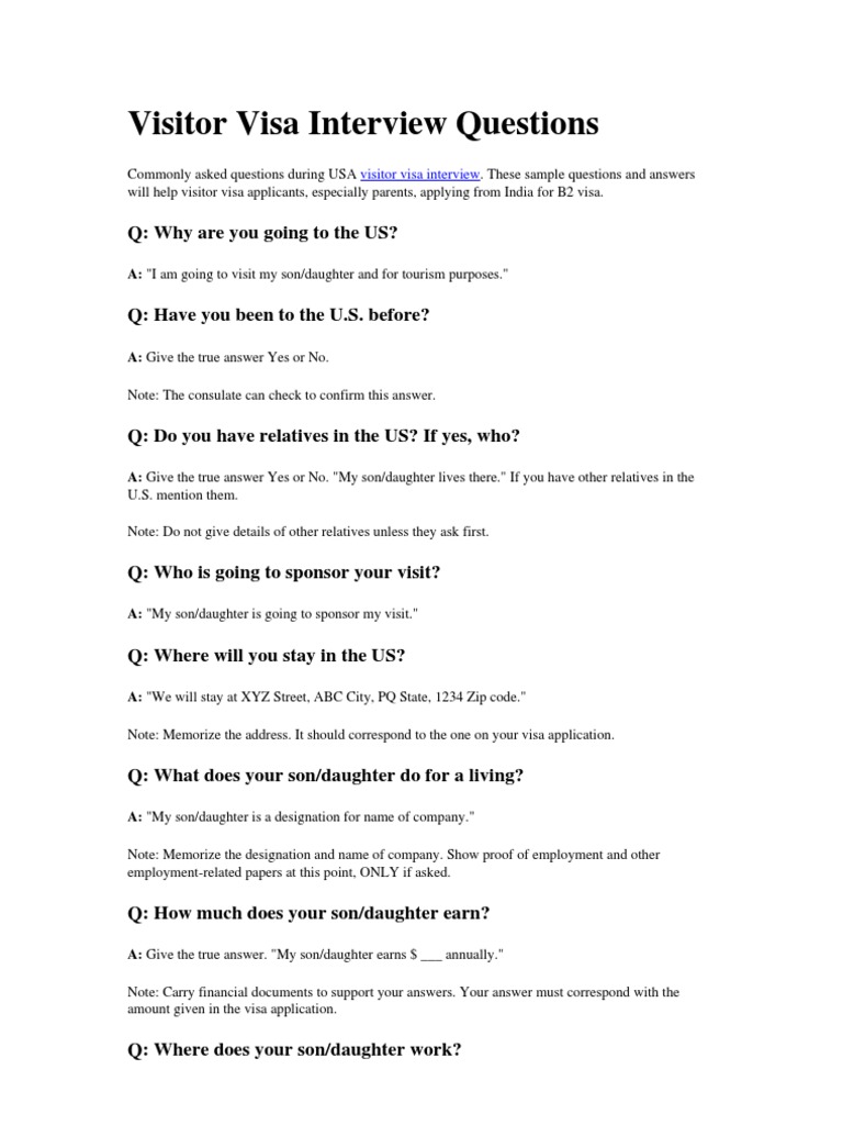 us tourist visa interview questions and answers pdf