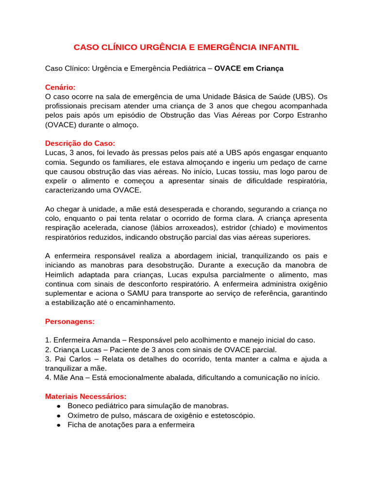 CASO CLINICO RESOLVIDO | PDF | Enfermagem